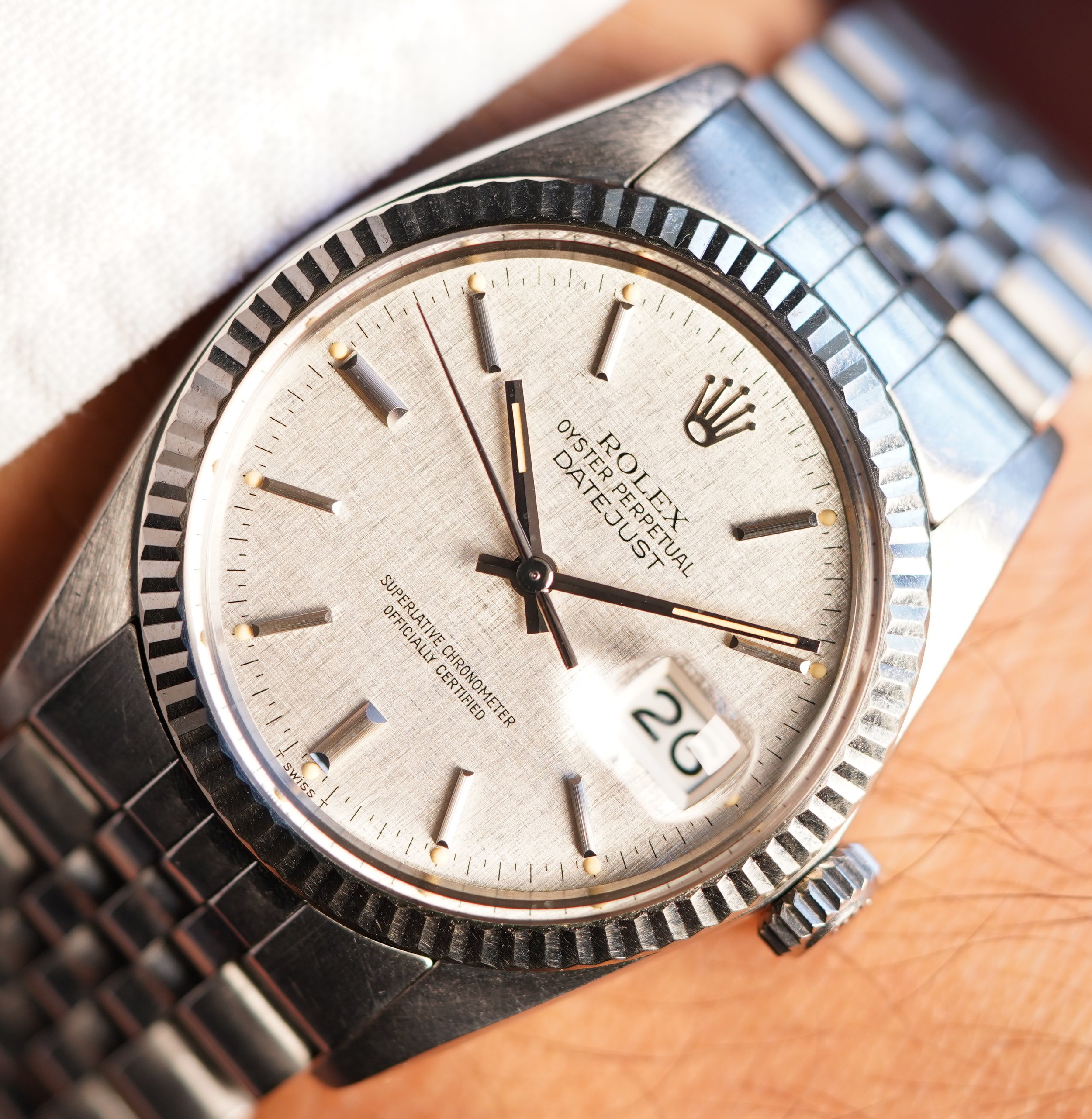 Rolex Datejust Linen Dial Reference 16014 Wind Vintage